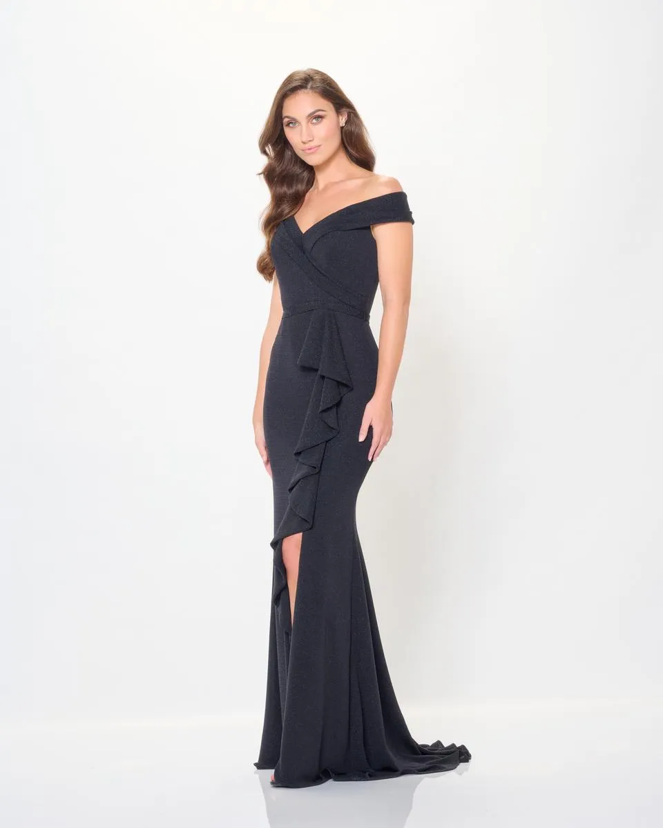 Cameron Blake Ruffle Slit Evening Dress CB3236 sold by Terry costa product image thumbnail 3