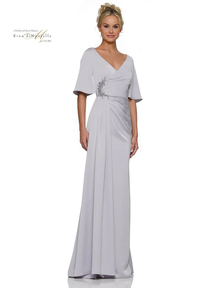 Rina di Montella A-Line Drape Evening Dress RD2974 sold by Terry costa product image thumbnail 3