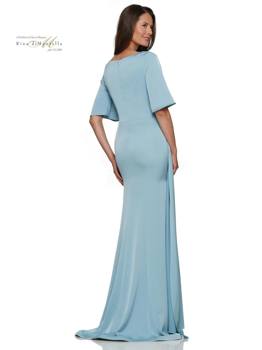 Rina di Montella A-Line Drape Evening Dress RD2974 sold by Terry costa product image thumbnail 2
