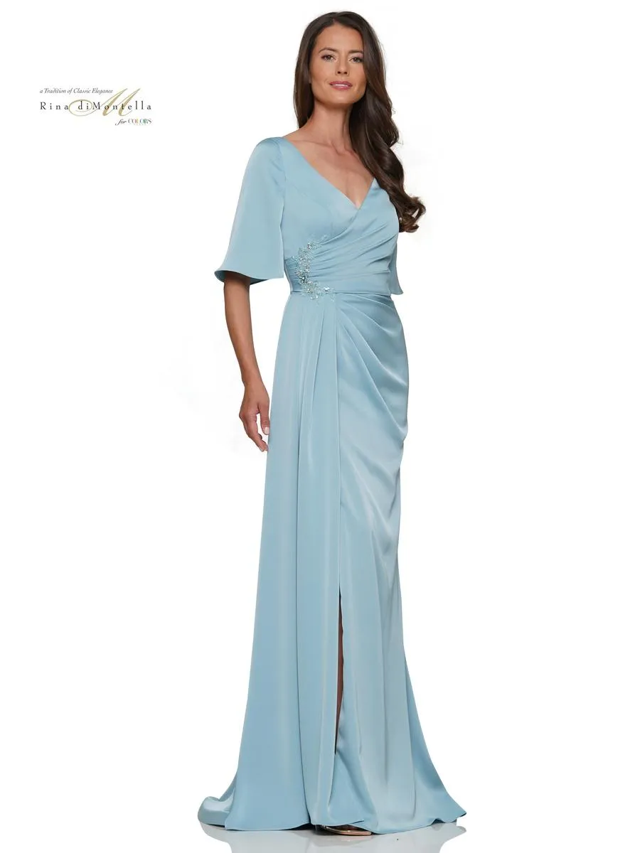 Rina di Montella A-Line Drape Evening Dress RD2974 sold by Terry costa