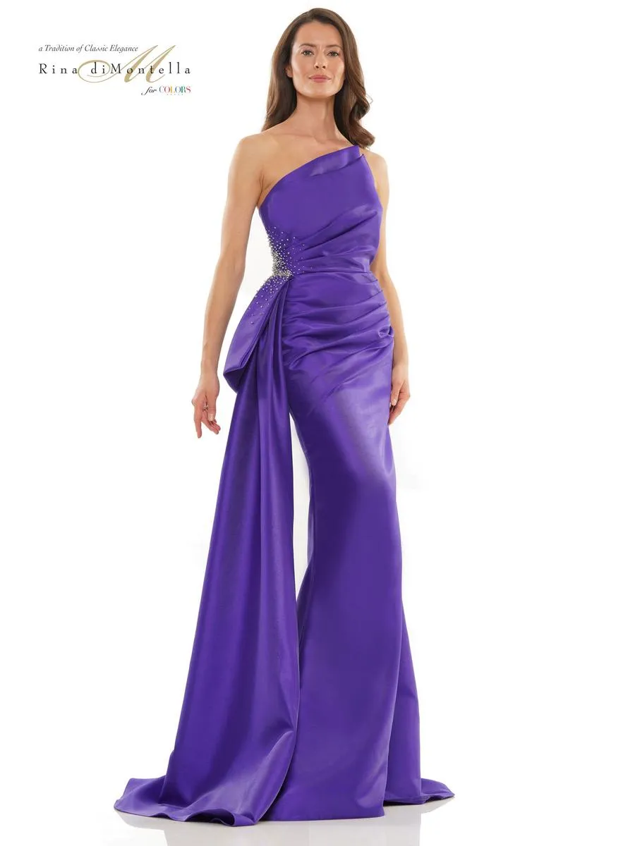 Rina di Montella Asymmetrical Neckline Fitted Dress RD2750 sold by Terry costa product image thumbnail 5