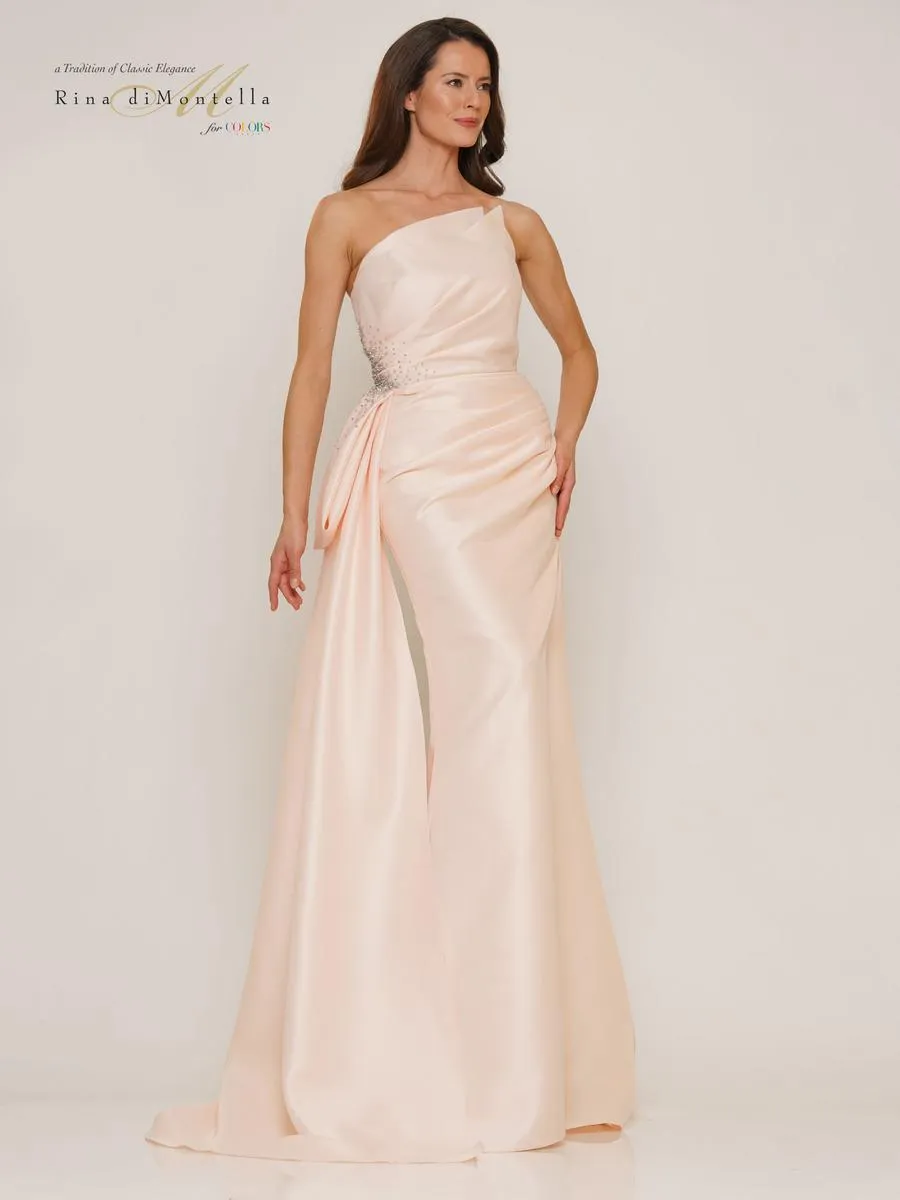 Rina di Montella Asymmetrical Neckline Fitted Dress RD2750 sold by Terry costa product image thumbnail 3