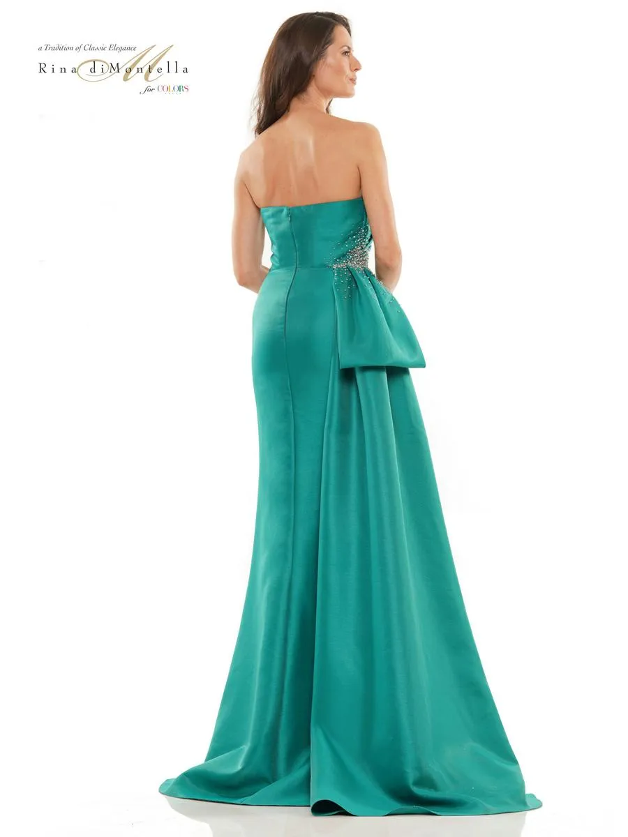 Rina di Montella Asymmetrical Neckline Fitted Dress RD2750 sold by Terry costa product image thumbnail 2