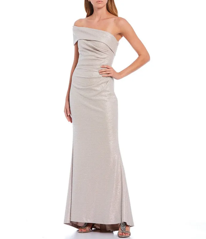 Eliza J Off the Shoulder Foiled Knit Evening Gown EJ0M5890 made by Eliza J