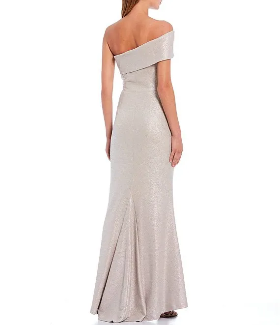 Eliza J Off the Shoulder Foiled Knit Evening Gown EJ0M5890 sold by Terry costa product image thumbnail 3