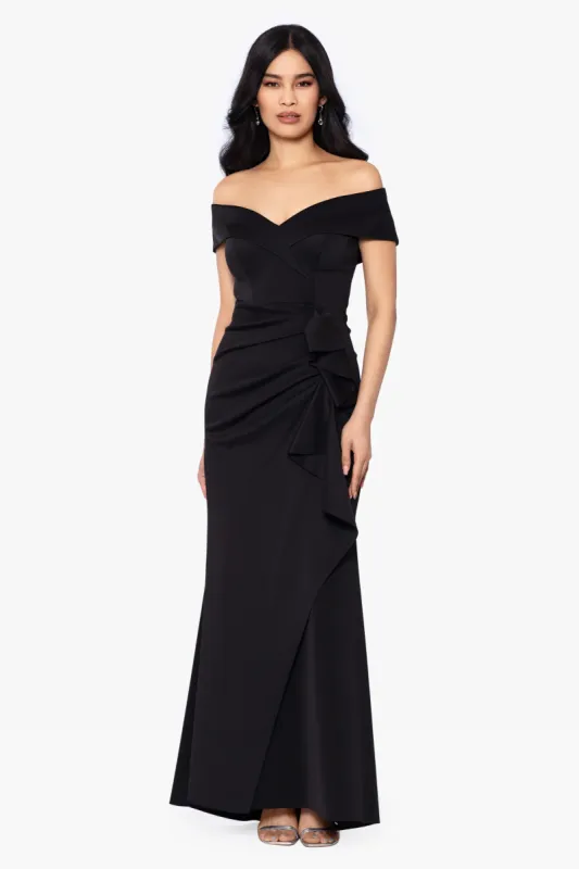 Xscape Evenings "Patti" Off the Shoulder Scuba Crepe Dress 4793X sold by Terry costa