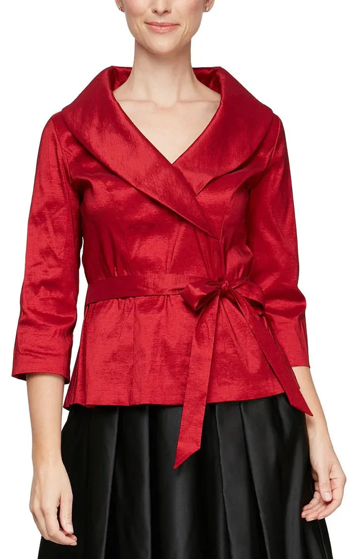 Alex Evenings 3/4 Sleeve Stretch Taffeta Blouse with Tie Waist Detail 8366625 sold by Terry costa product image thumbnail 3