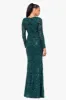 Betsy and Adam Long Sleeve Sequin "Nara" Dress A26776 sold by Terry costa
