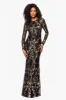 Betsy and Adam Long Sleeve Sequin "Nara" Dress A26776 sold by Terry costa