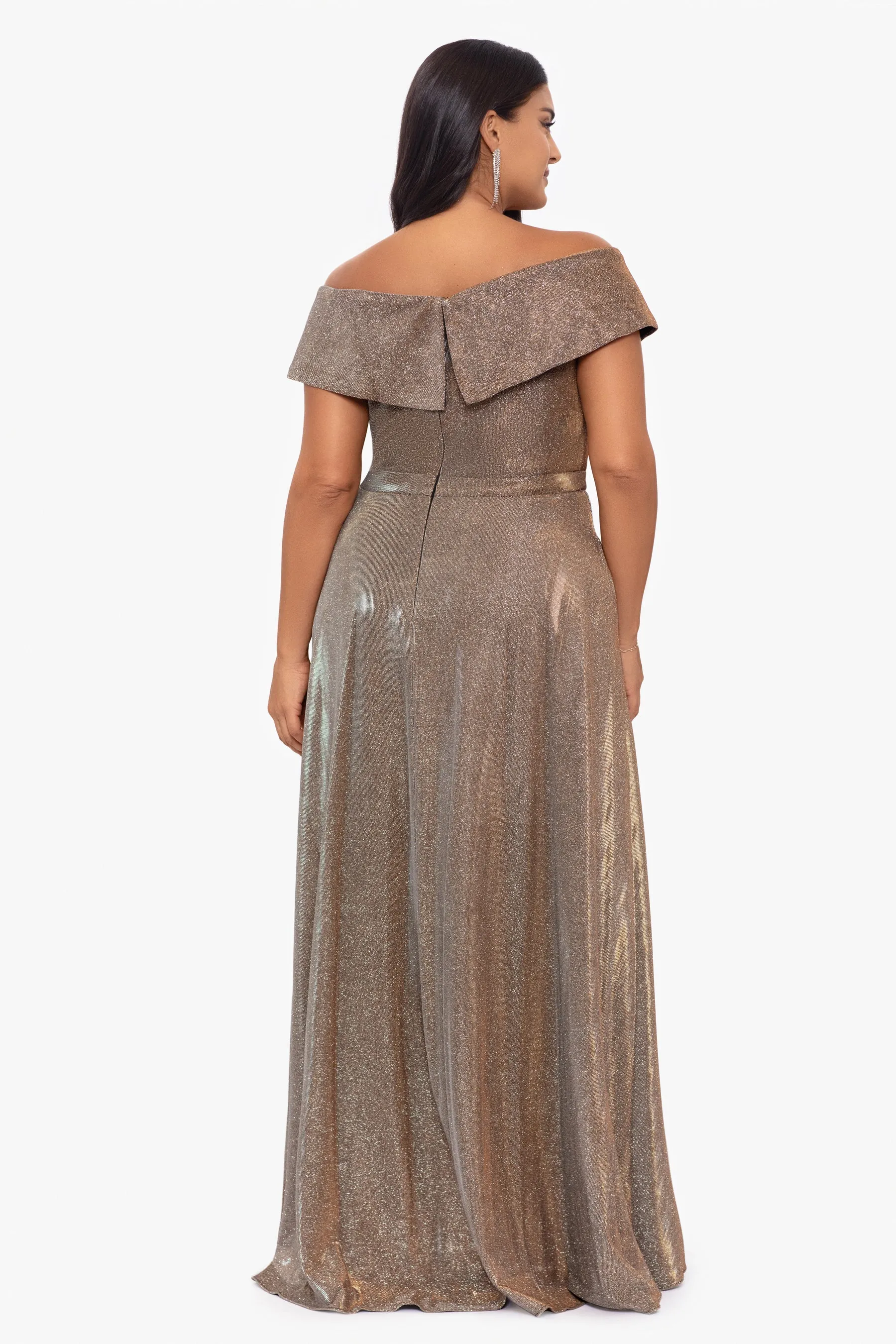 Xscape Evenings "Estelle" Off the Shoulder Glitter Evening Dress 5220X sold by Terry costa product image thumbnail 3