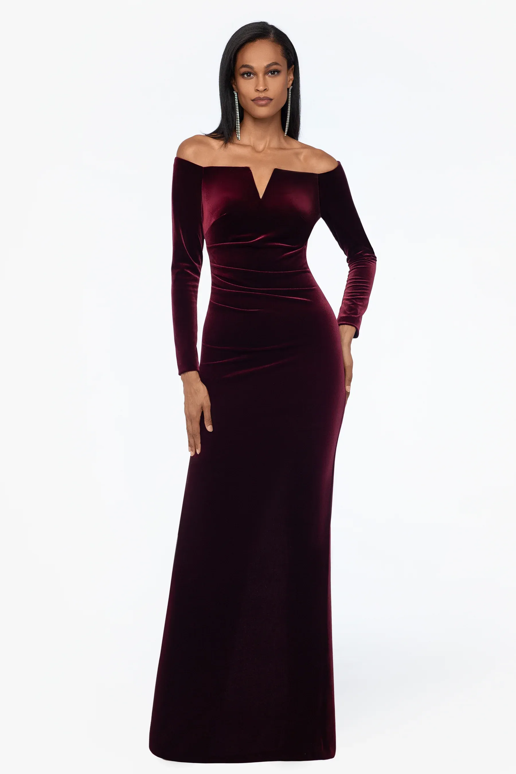 Xscape Evenings "Christy" Off the Shoulder Velvet Evening Dress 3904X sold by Terry costa product image thumbnail 3