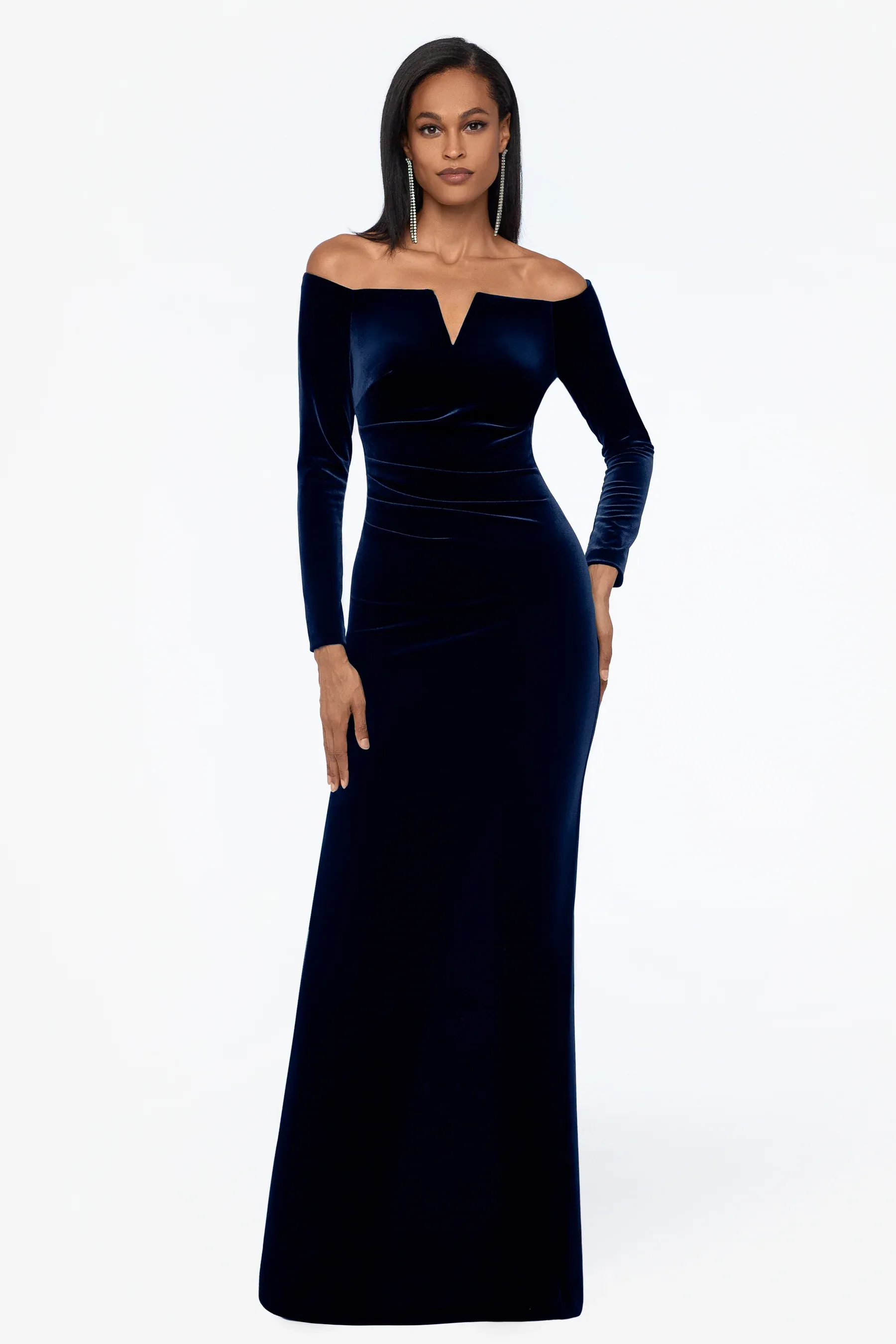 Xscape Evenings "Christy" Off the Shoulder Velvet Evening Dress 3904X sold by Terry costa