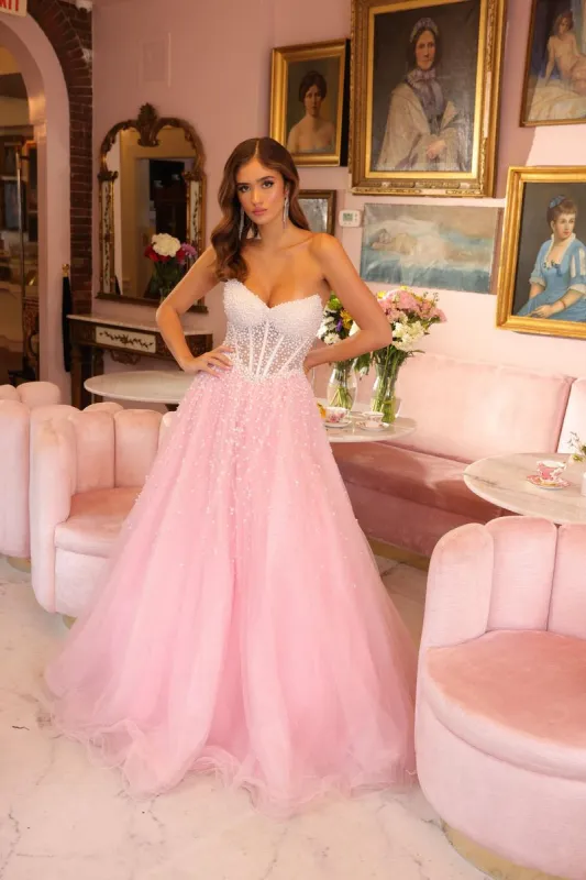 Ava Presley Beaded Corset Long Prom Dress 29226 sold by Terry costa