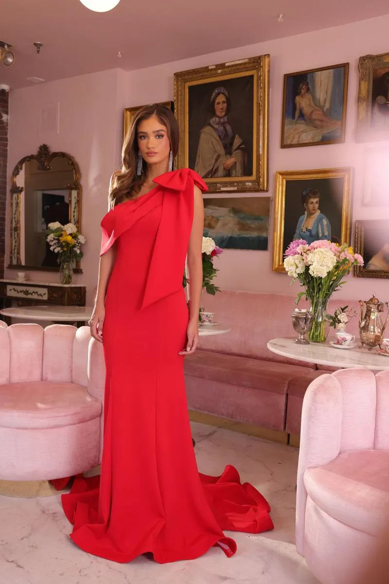 Ava Presley Elegant Bow Shoulder Prom Dress 40023 sold by Terry costa