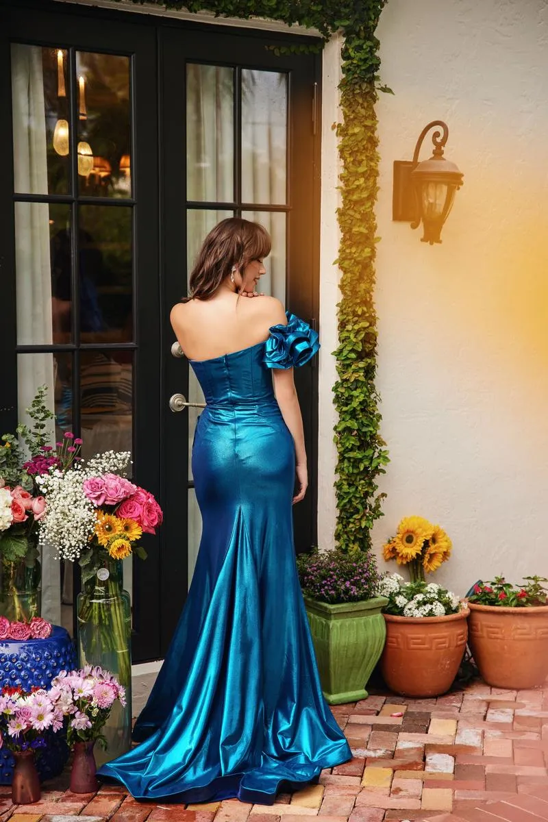 Ava Presley Metallic Ruffle Prom Dress 40082 sold by Terry costa product image thumbnail 4