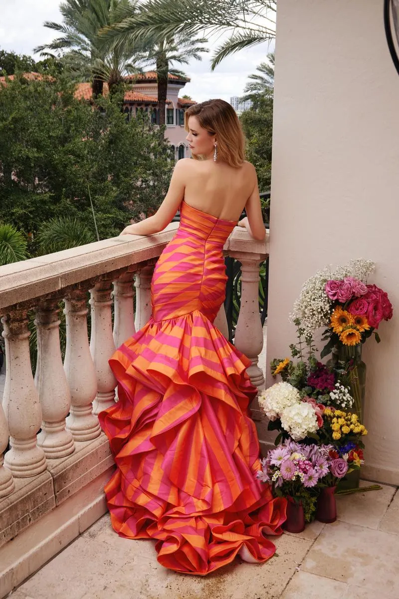Ava Presley Striped Mermaid Prom Dress 40119 sold by Terry costa product image thumbnail 2