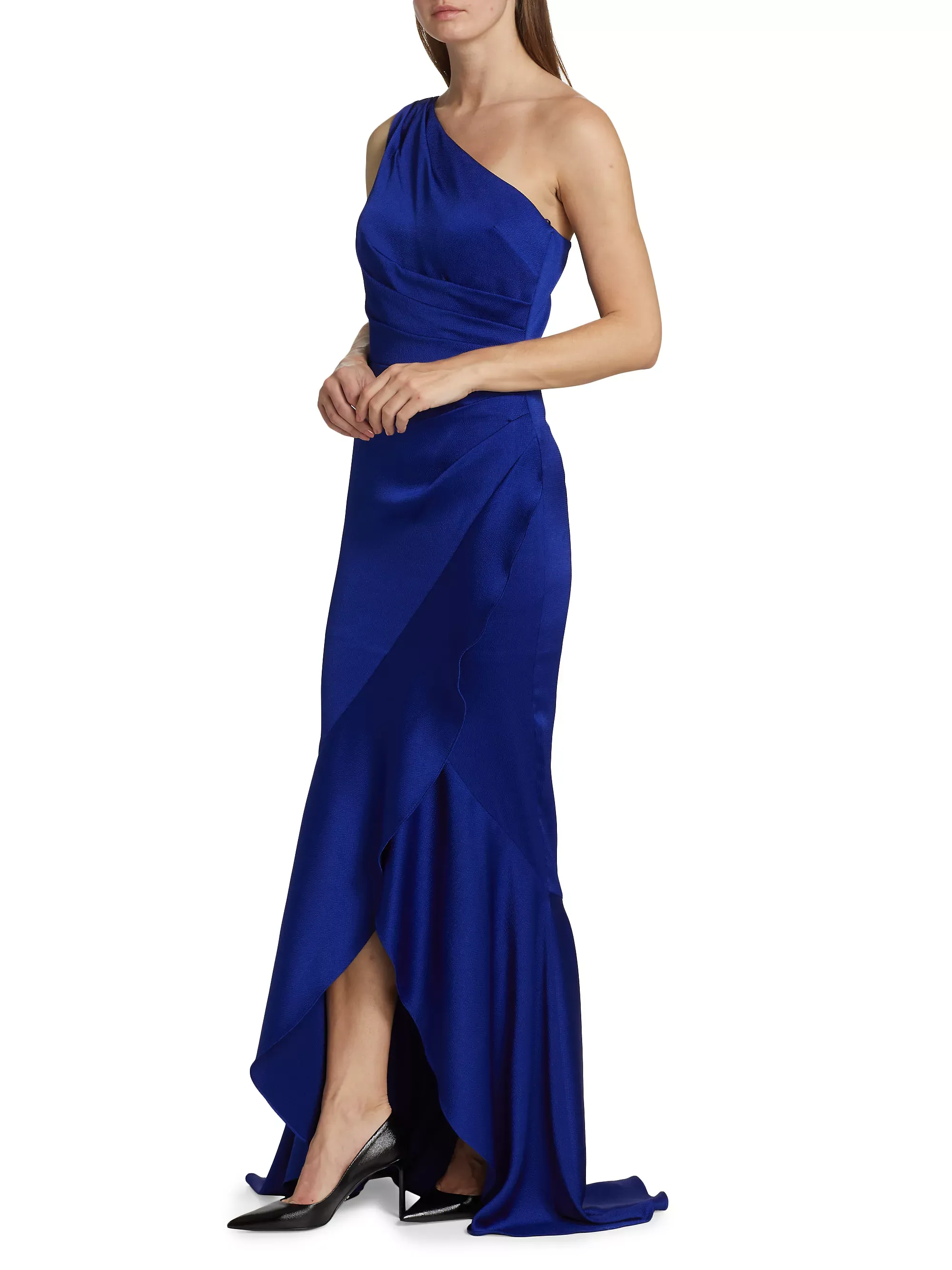 Teri Jon Asymmetric Hammered Satin Gown 227011 sold by Terry costa product image thumbnail 2