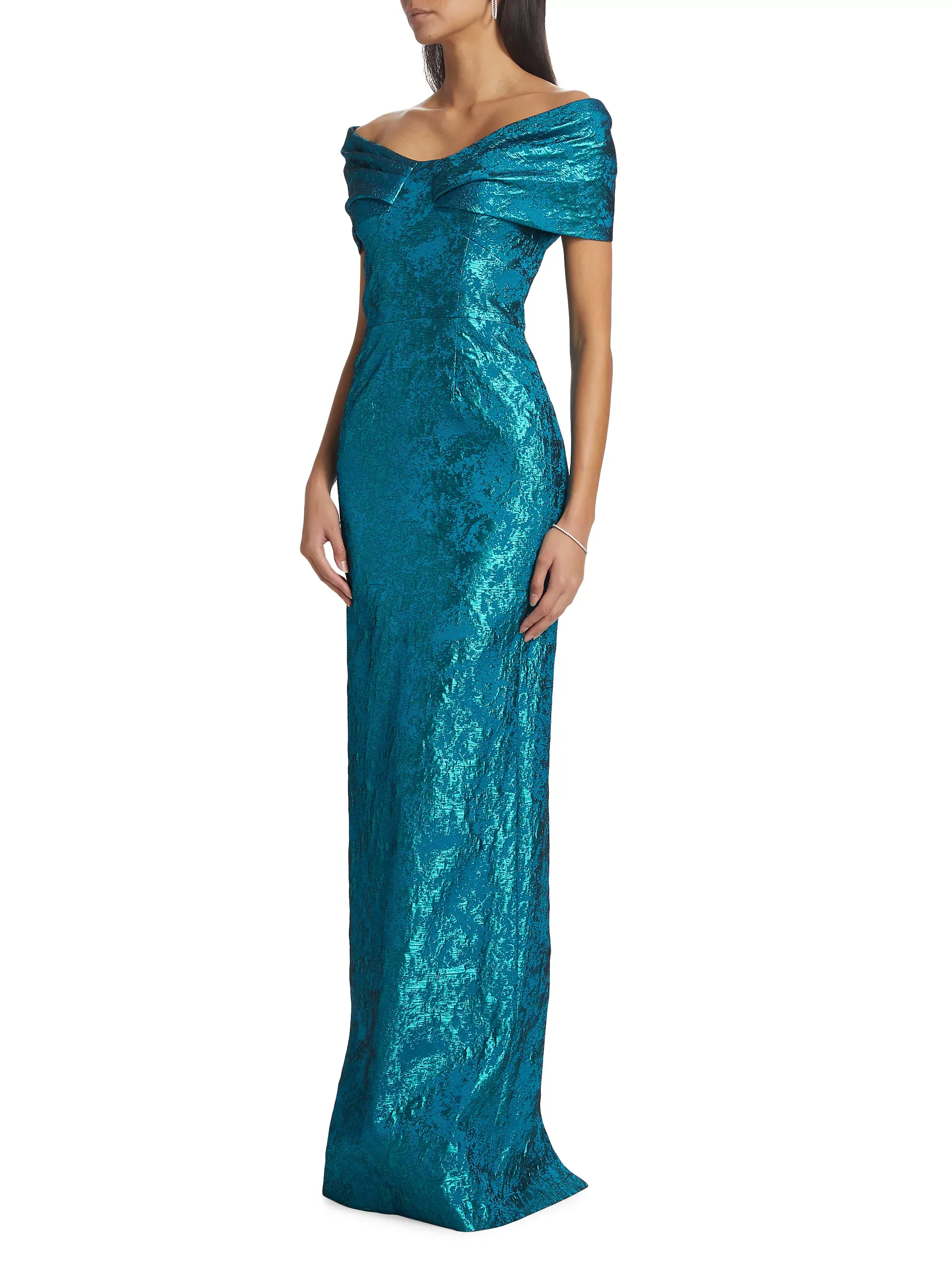 Teri Jon Metallic Jacquard Off-the-Shoulder Gown 237003 sold by Terry costa product image thumbnail 4