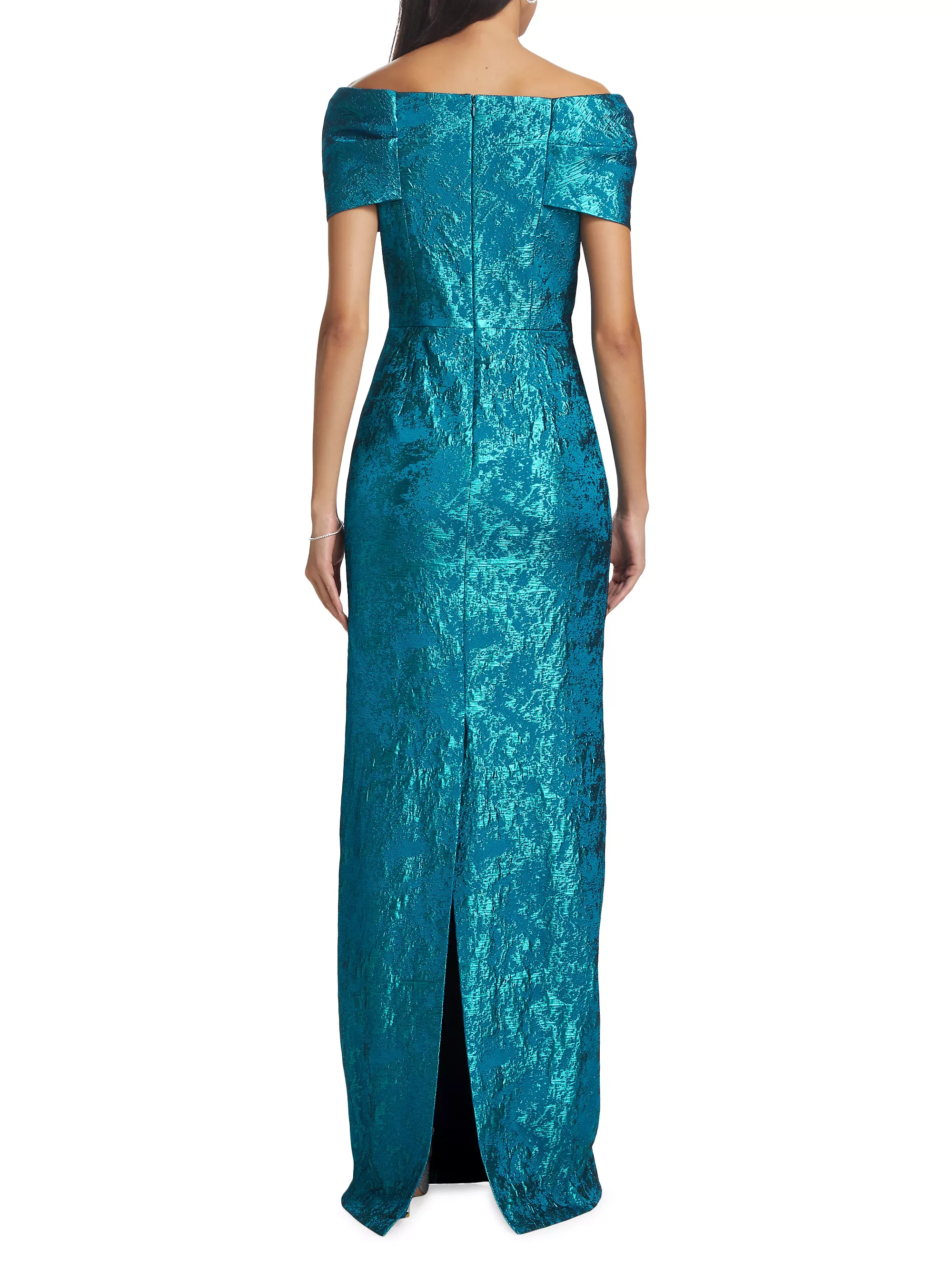 Teri Jon Metallic Jacquard Off-the-Shoulder Gown 237003 sold by Terry costa product image thumbnail 3