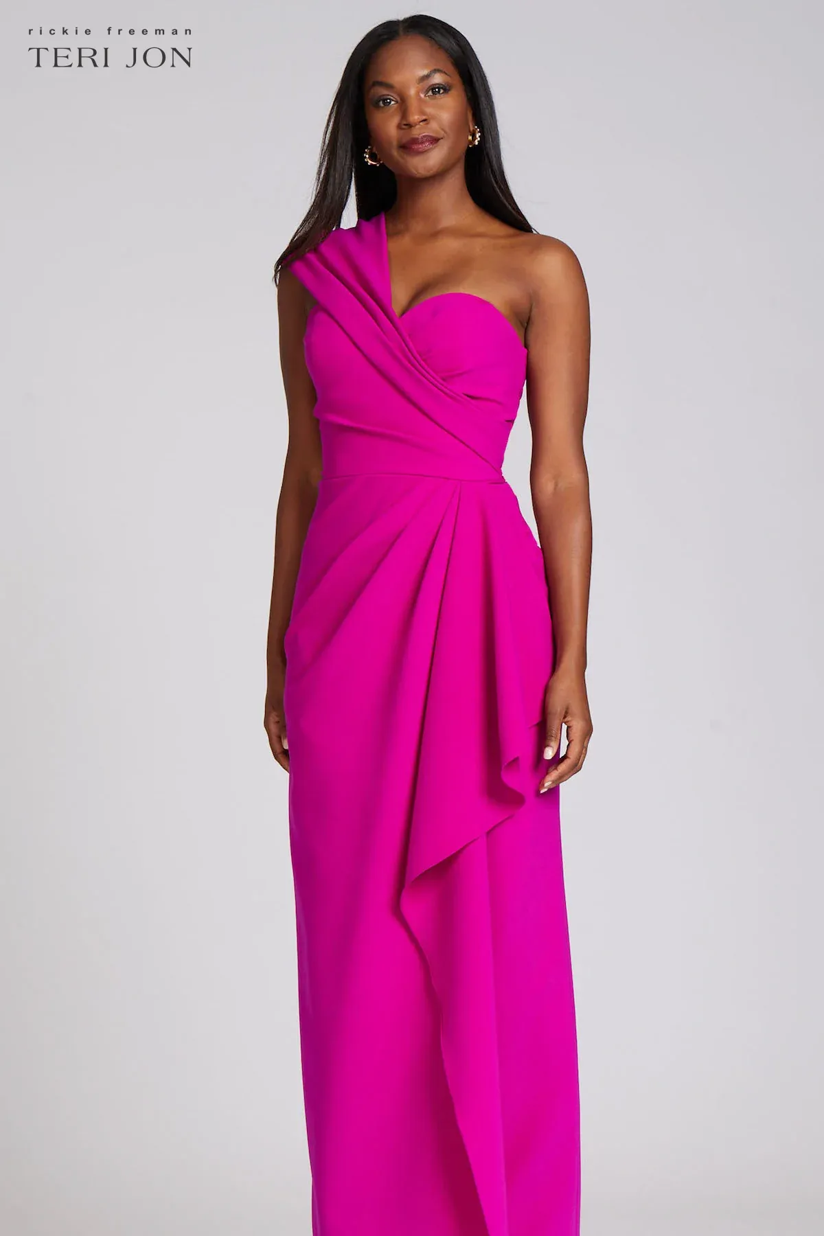 Teri Jon Stretch Crepe Side Drape Gown 219012 sold by Terry costa product image thumbnail 4