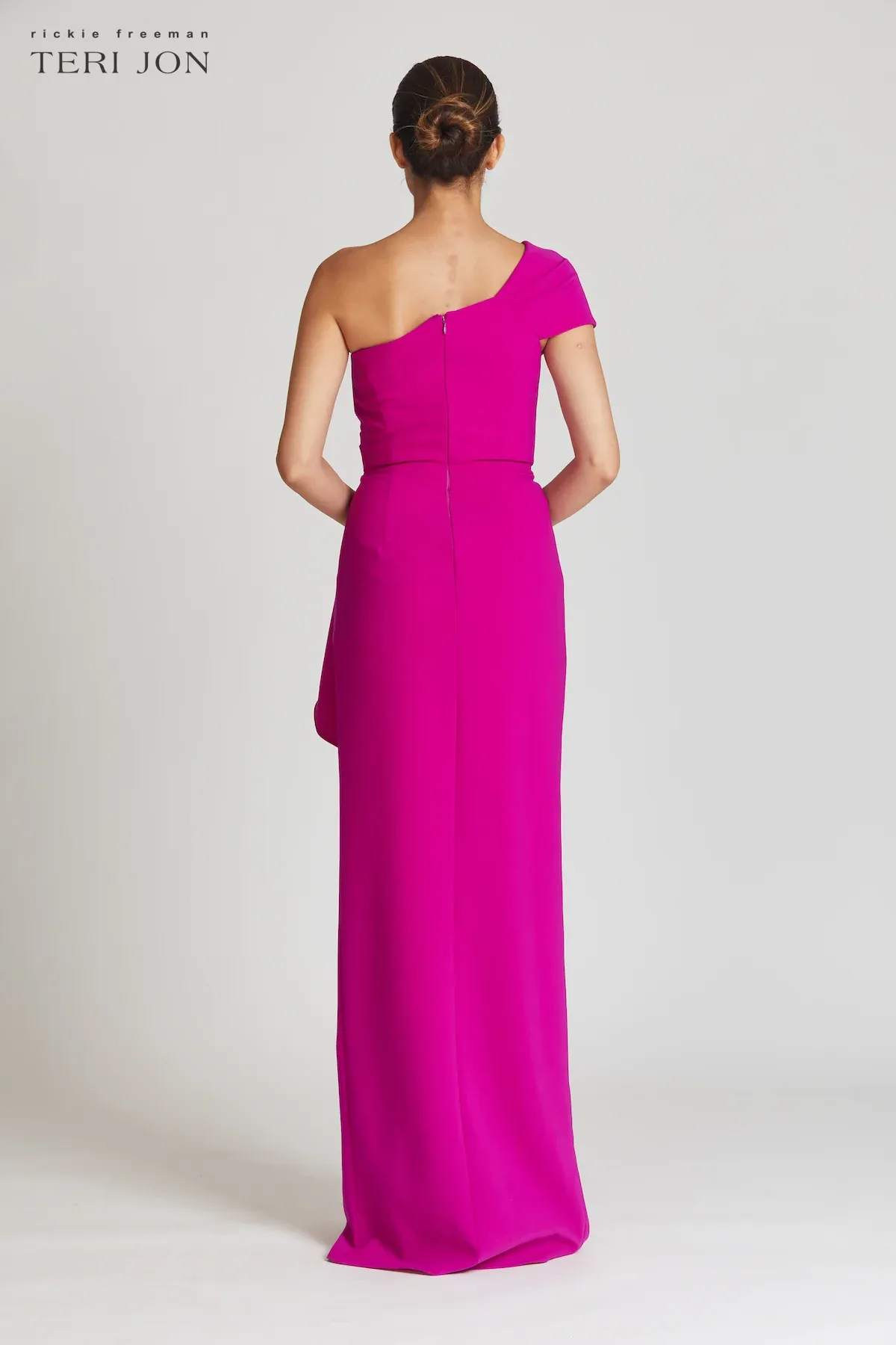 Teri Jon Stretch Crepe Side Drape Gown 219012 sold by Terry costa product image thumbnail 3