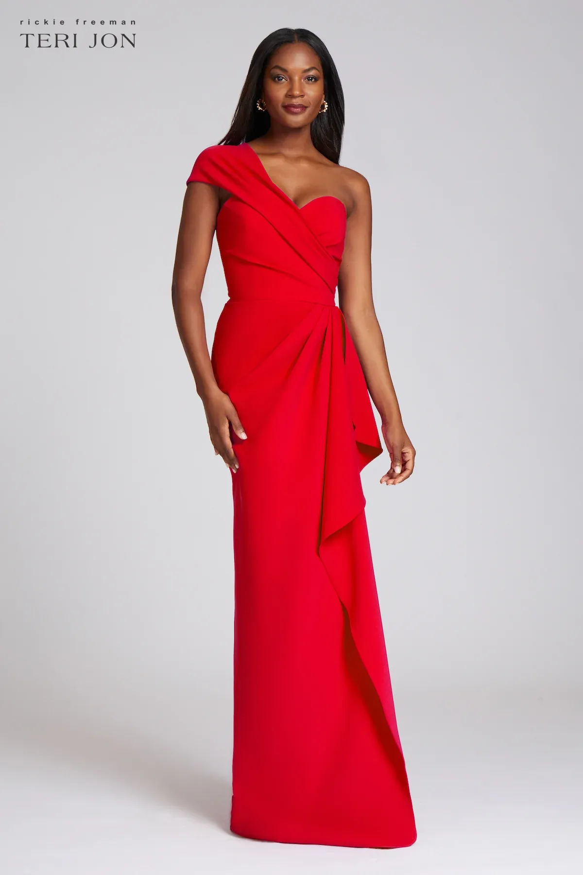 Teri Jon Stretch Crepe Side Drape Gown 219012 sold by Terry costa product image thumbnail 5