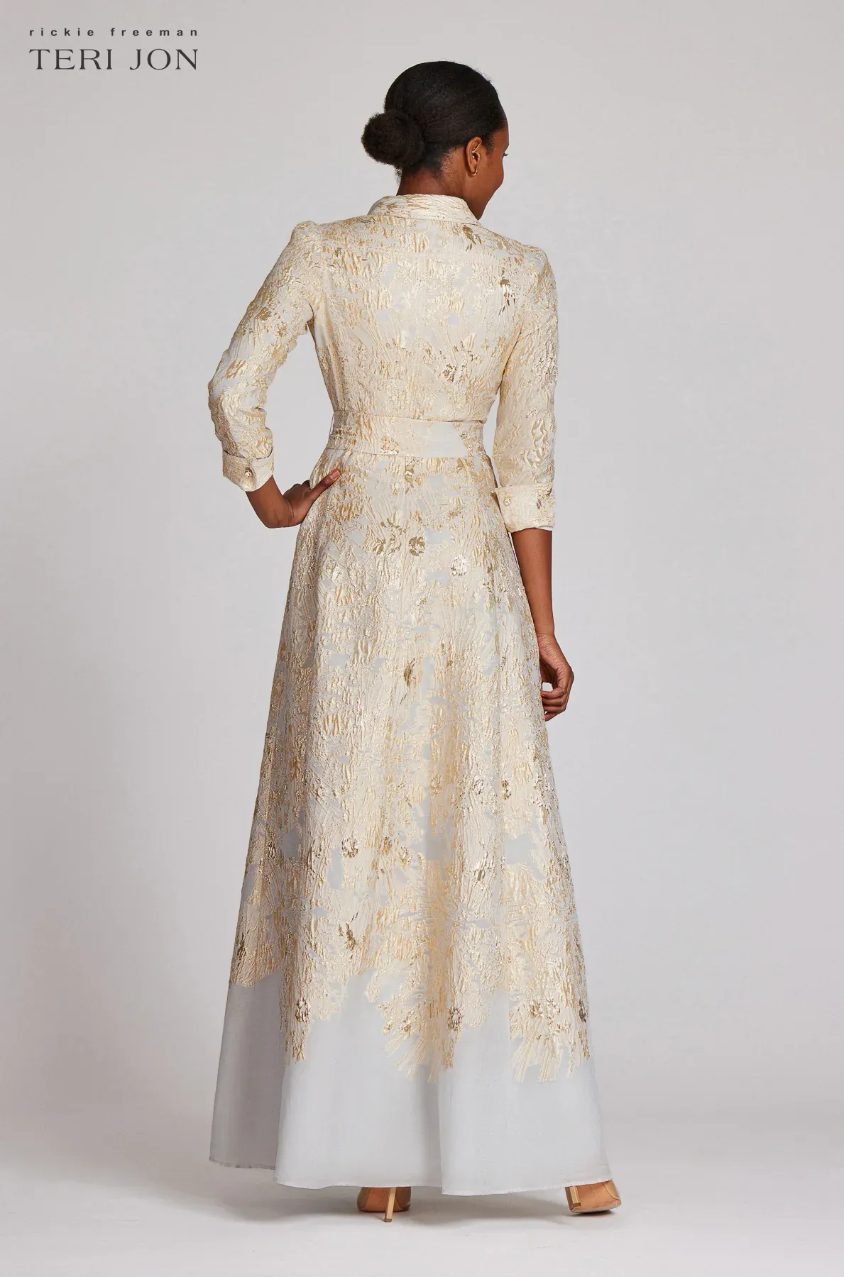 Teri Jon Metallic Shirt Waist Organza Gown 209041 sold by Terry costa product image thumbnail 2