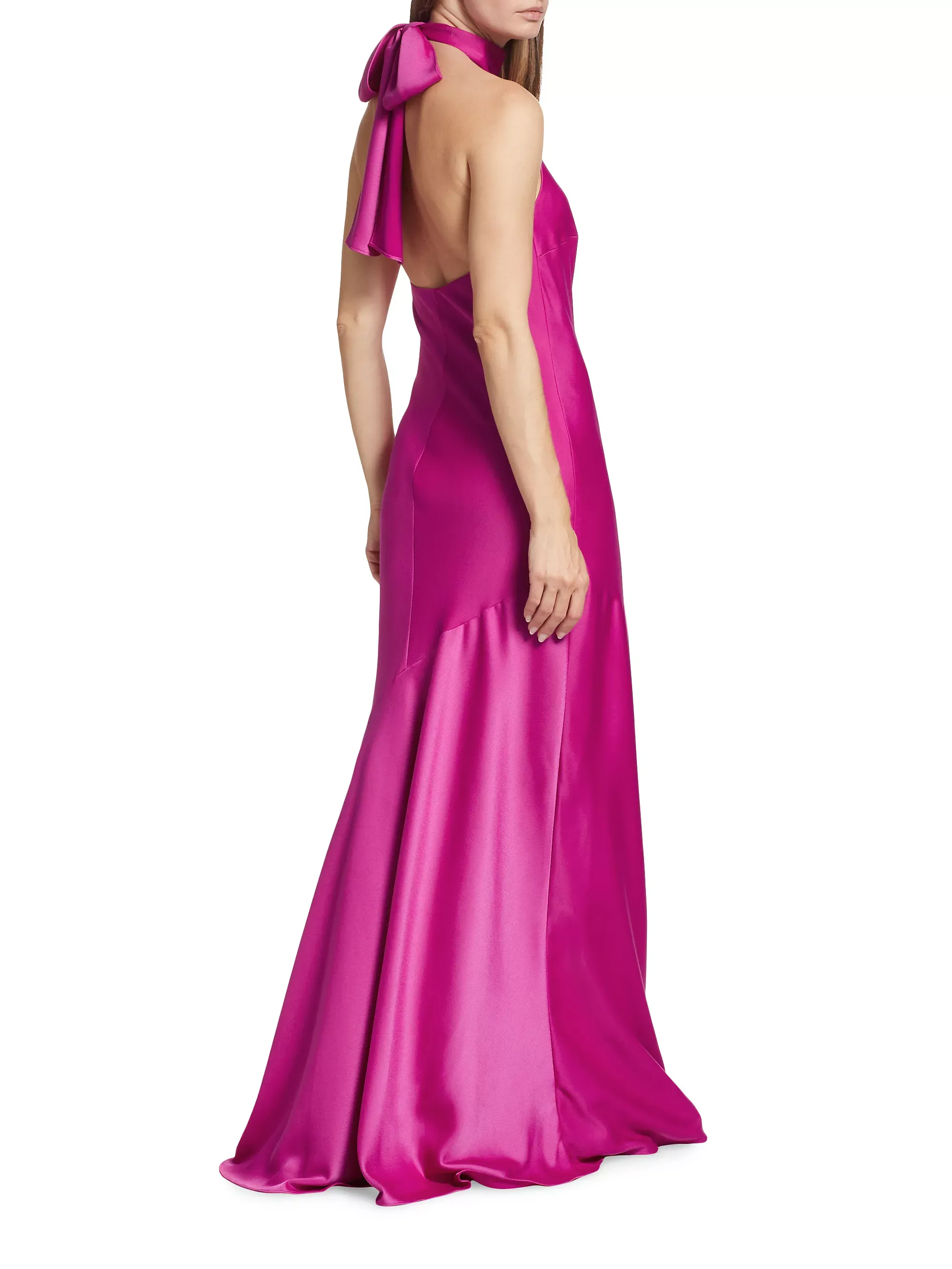 Monique Lhuillier "Caroline" Satin Halter Gown 44111055 sold by Terry costa product image thumbnail 2