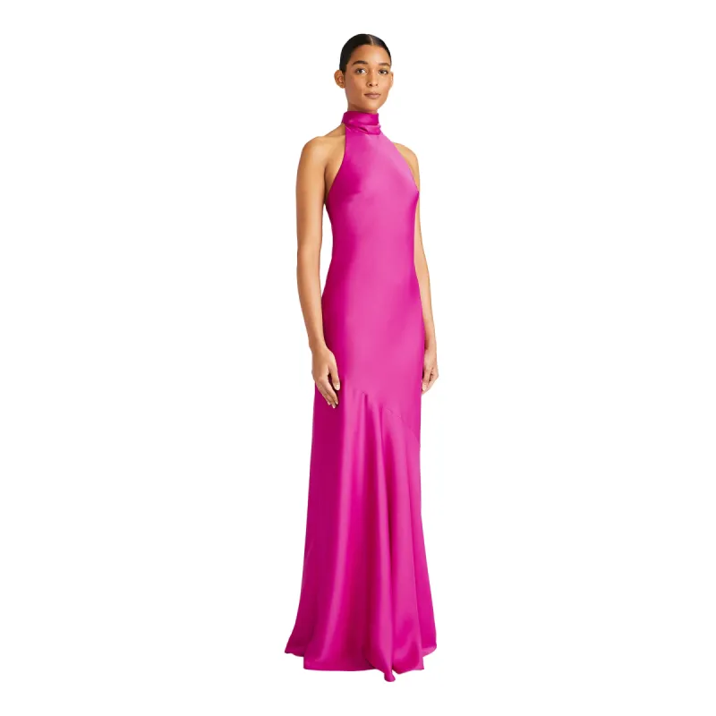 Monique Lhuillier "Caroline" Satin Halter Gown 44111055 sold by Terry costa