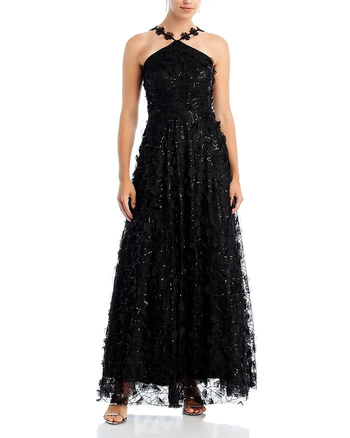 Eliza J Halter Neck 3D Floral Evening Gown EJ3M2071 sold by Terry costa