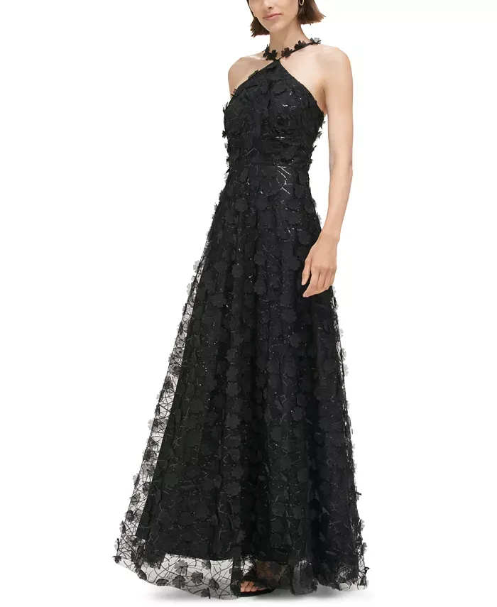 Eliza J Halter Neck 3D Floral Evening Gown EJ3M2071 sold by Terry costa product image thumbnail 2