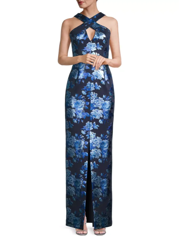 Black Halo "Charlene" Metallic Floral Evening Gown 1795108 sold by Terry costa