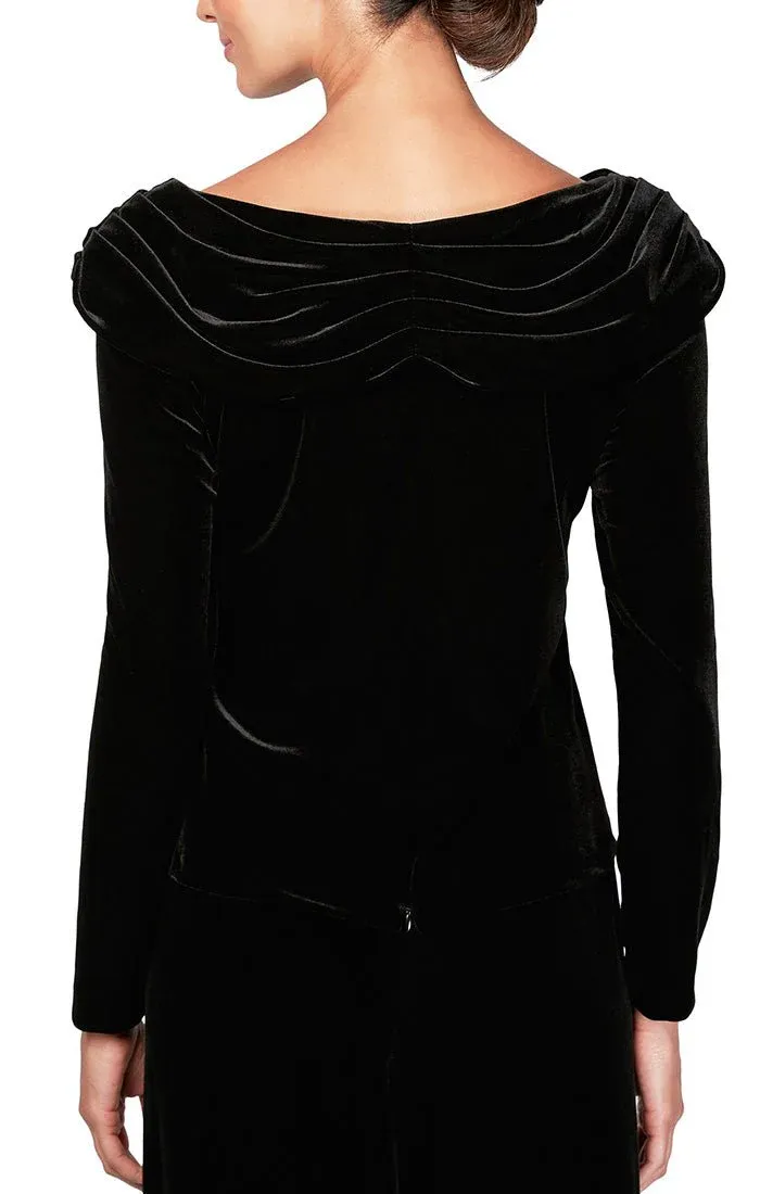 Alex Evenings Long Sleeve Velvet Blouse with Decorative Broach 3916945 sold by Terry costa product image thumbnail 2
