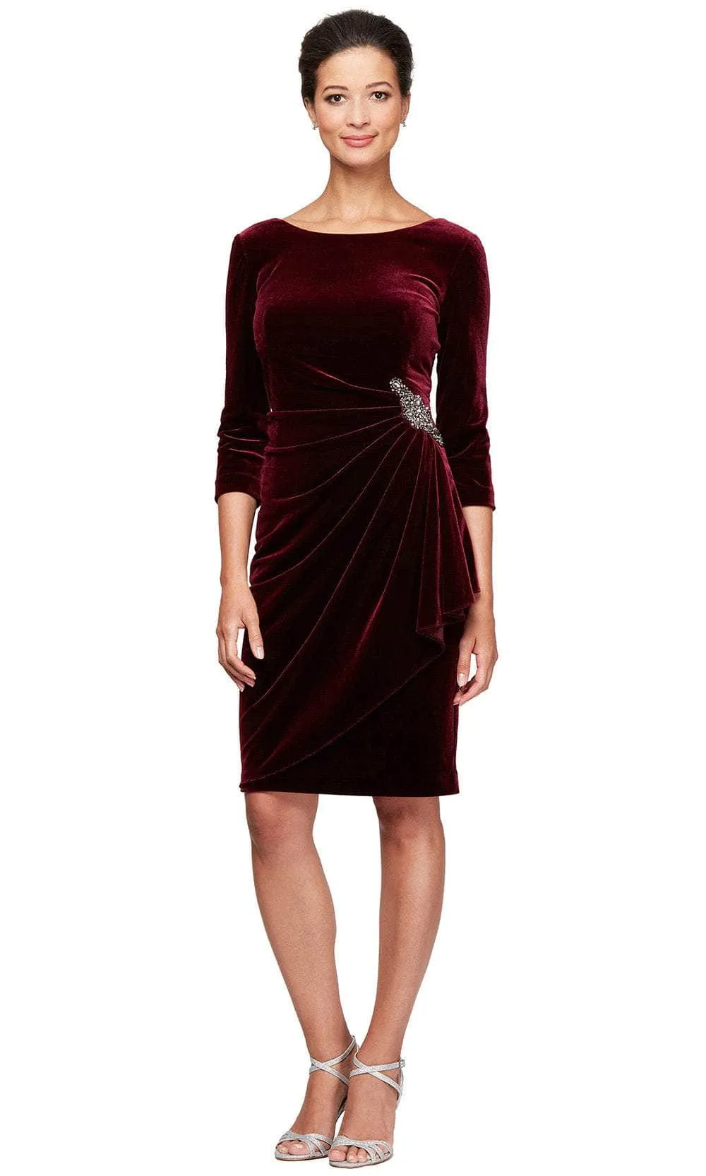 Alex Evenings Quarter Sleeve Velvet Cocktail Dress 1915268 sold by Terry costa product image thumbnail 5