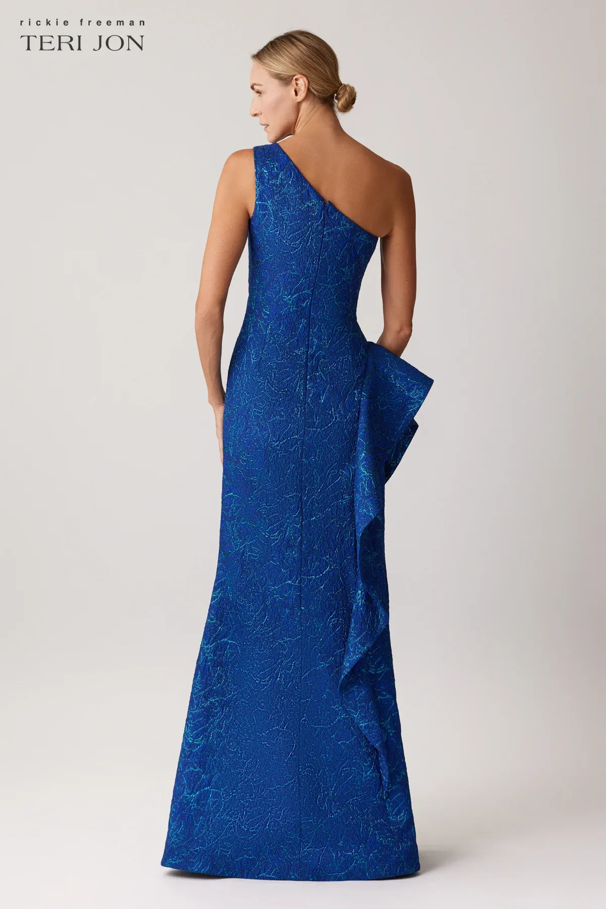 Teri Jon One Shoulder Side Ruffle Evening Gown 247089 sold by Terry costa product image thumbnail 3