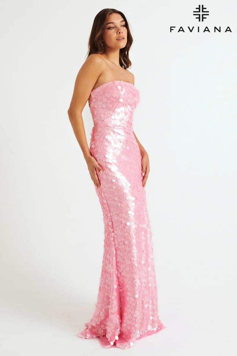 Faviana Paillette Strapless Sequin Prom Dress 11258 sold by Terry costa product image thumbnail 4