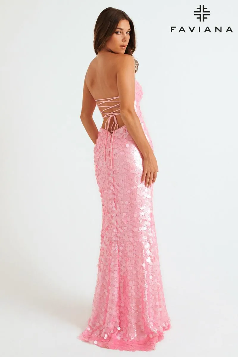 Faviana Paillette Strapless Sequin Prom Dress 11258 sold by Terry costa product image thumbnail 2