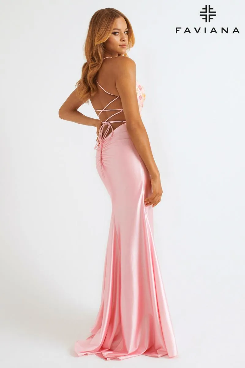 Faviana Ruched Lace Corset Prom Dress 11252 sold by Terry costa product image thumbnail 4