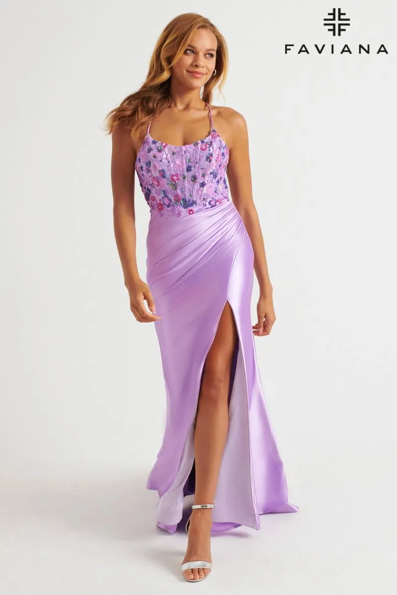 Faviana Ruched Lace Corset Prom Dress 11252 sold by Terry costa product image thumbnail 5