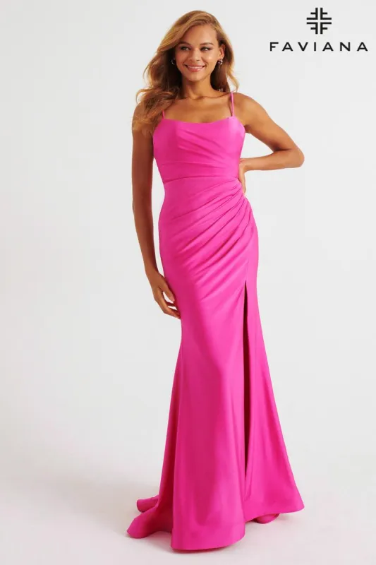 Faviana Ruched Tight Prom Dress E11265 sold by Terry costa