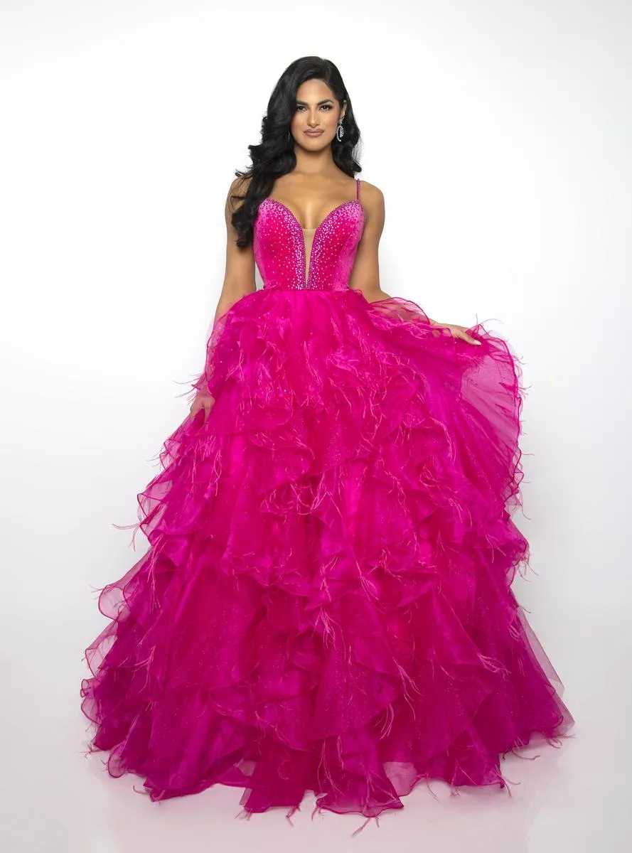 Ava Presley Ruffle and Feathers Ballgown Prom Dress 39554 sold by Terry costa product image thumbnail 5
