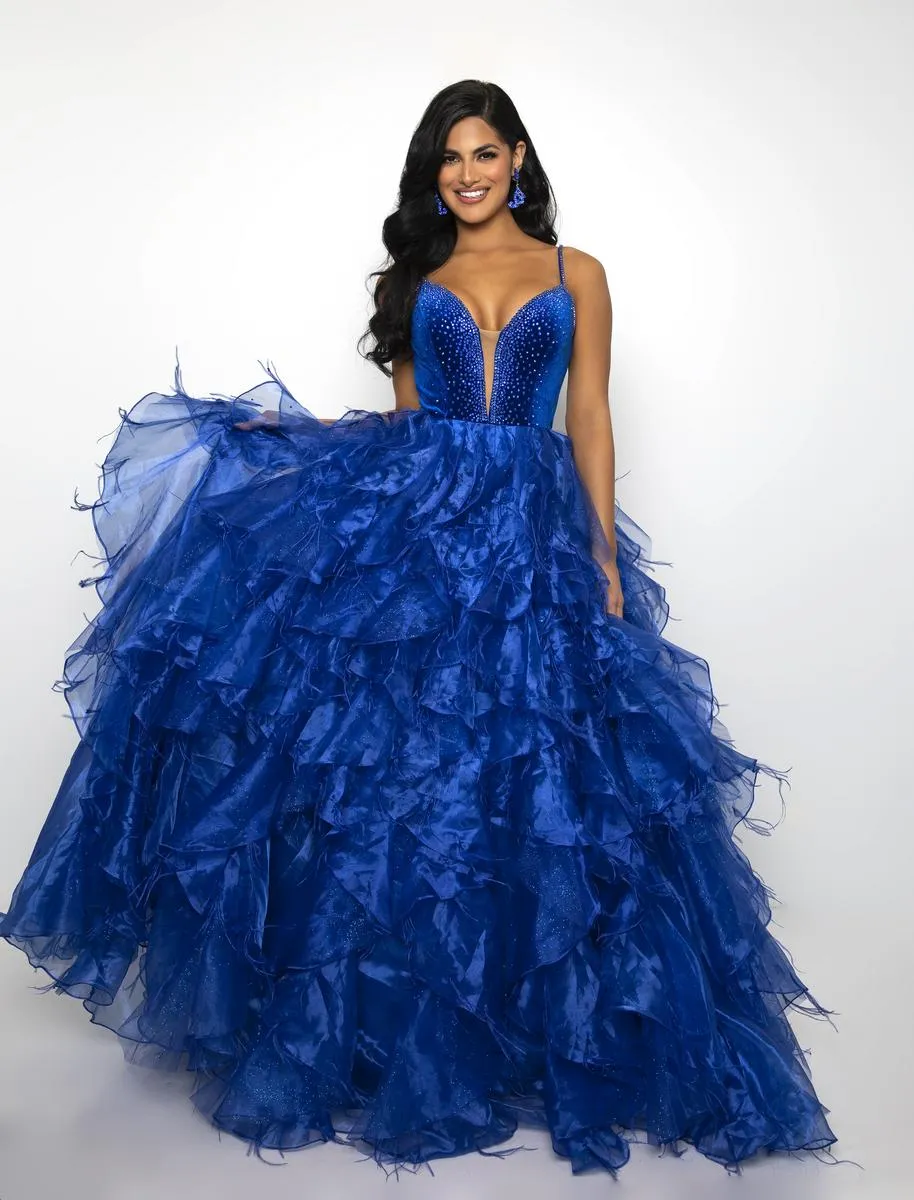 Ava Presley Ruffle and Feathers Ballgown Prom Dress 39554 sold by Terry costa product image thumbnail 3