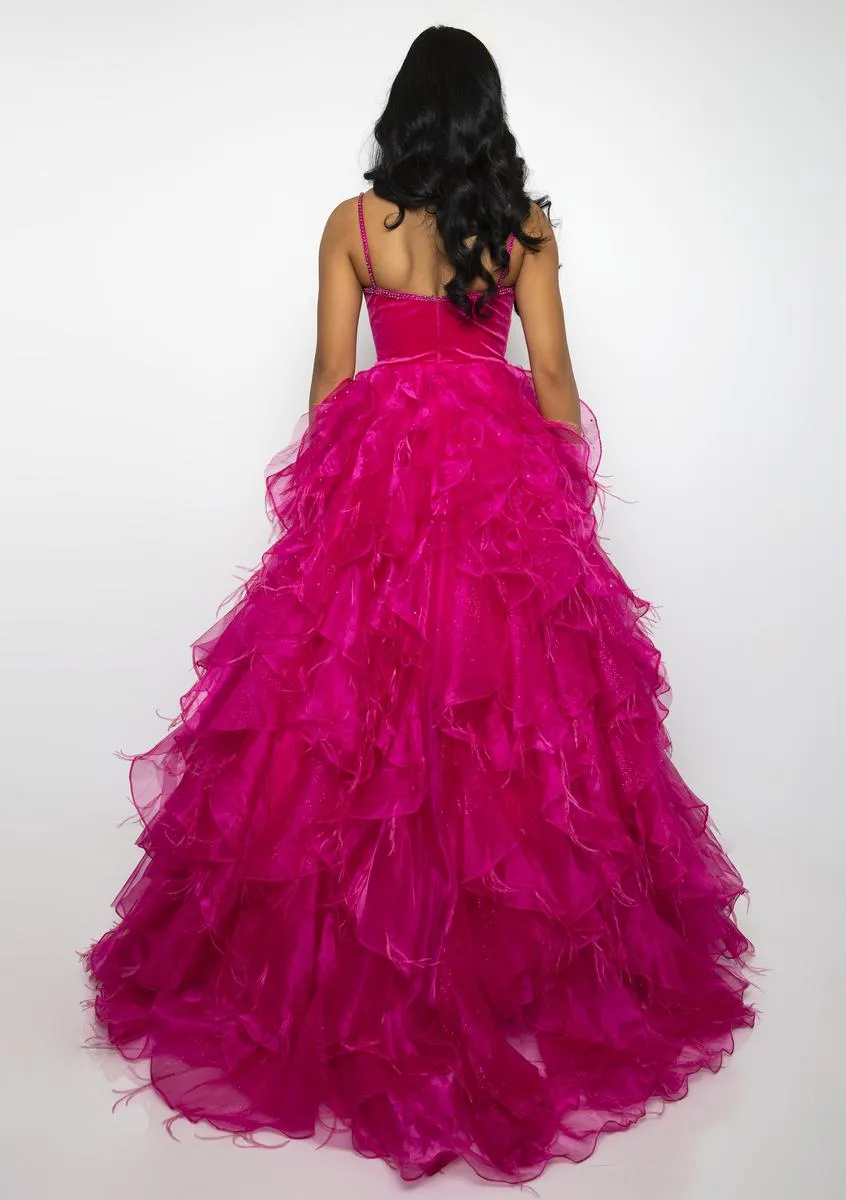 Ava Presley Ruffle and Feathers Ballgown Prom Dress 39554 sold by Terry costa product image thumbnail 2