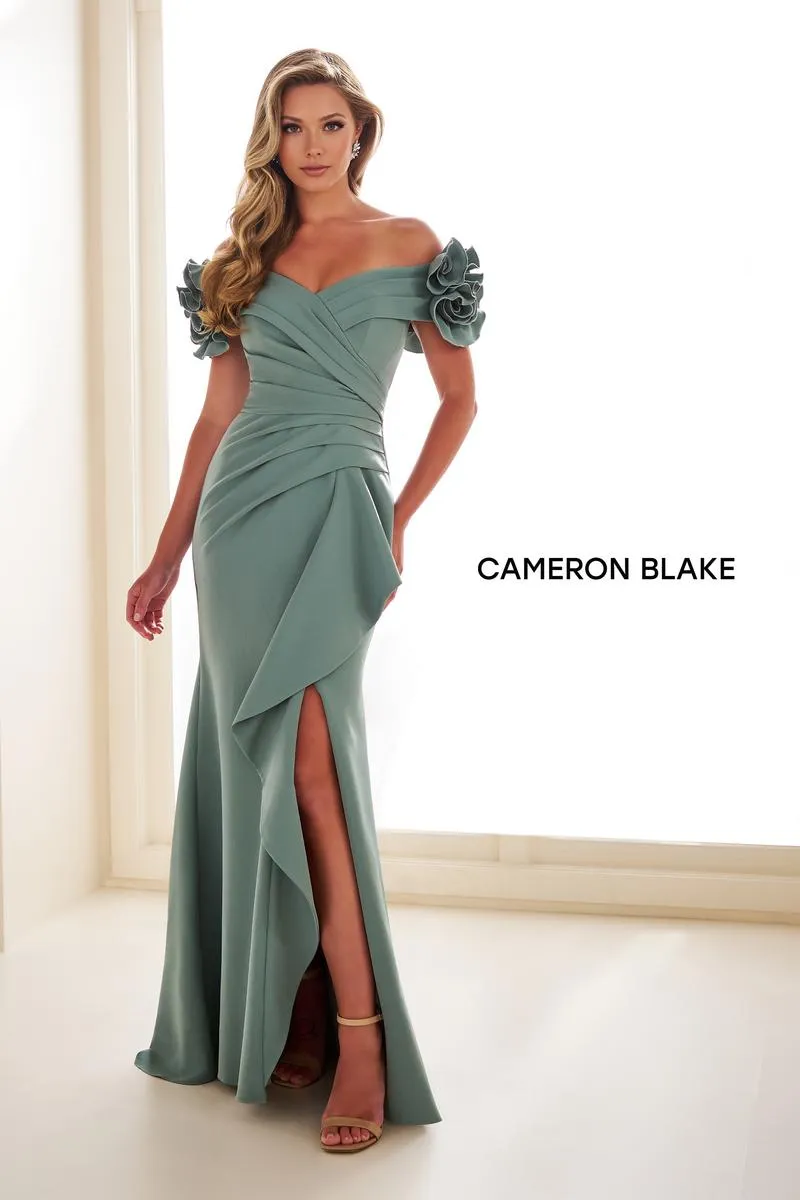 Cameron Blake Off Shoulder Ruffle Evening Dress CB209 sold by Terry costa product image thumbnail 3