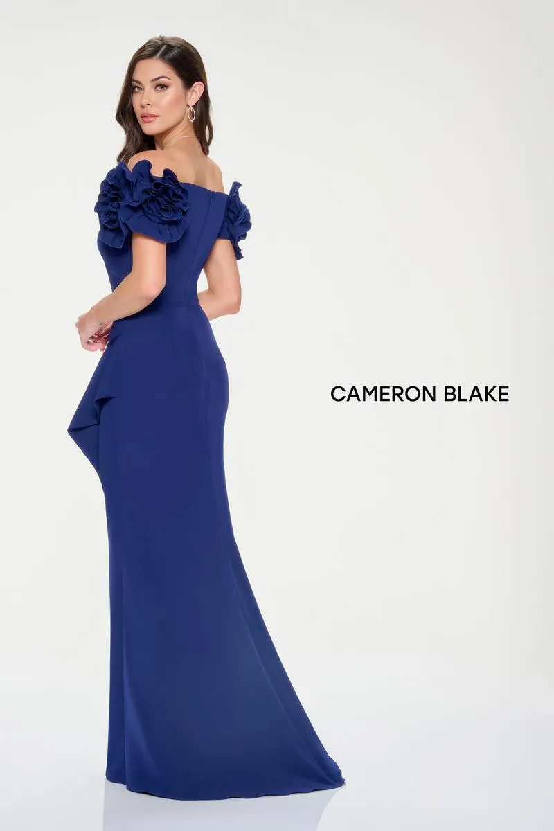 Cameron Blake Off Shoulder Ruffle Evening Dress CB209 sold by Terry costa product image thumbnail 2