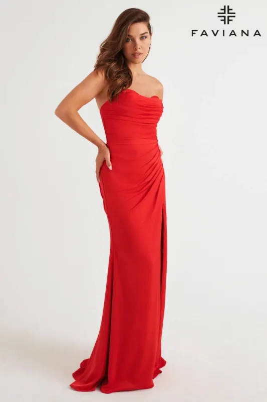Faviana Strapless Ruched Dress 11268 sold by Terry costa