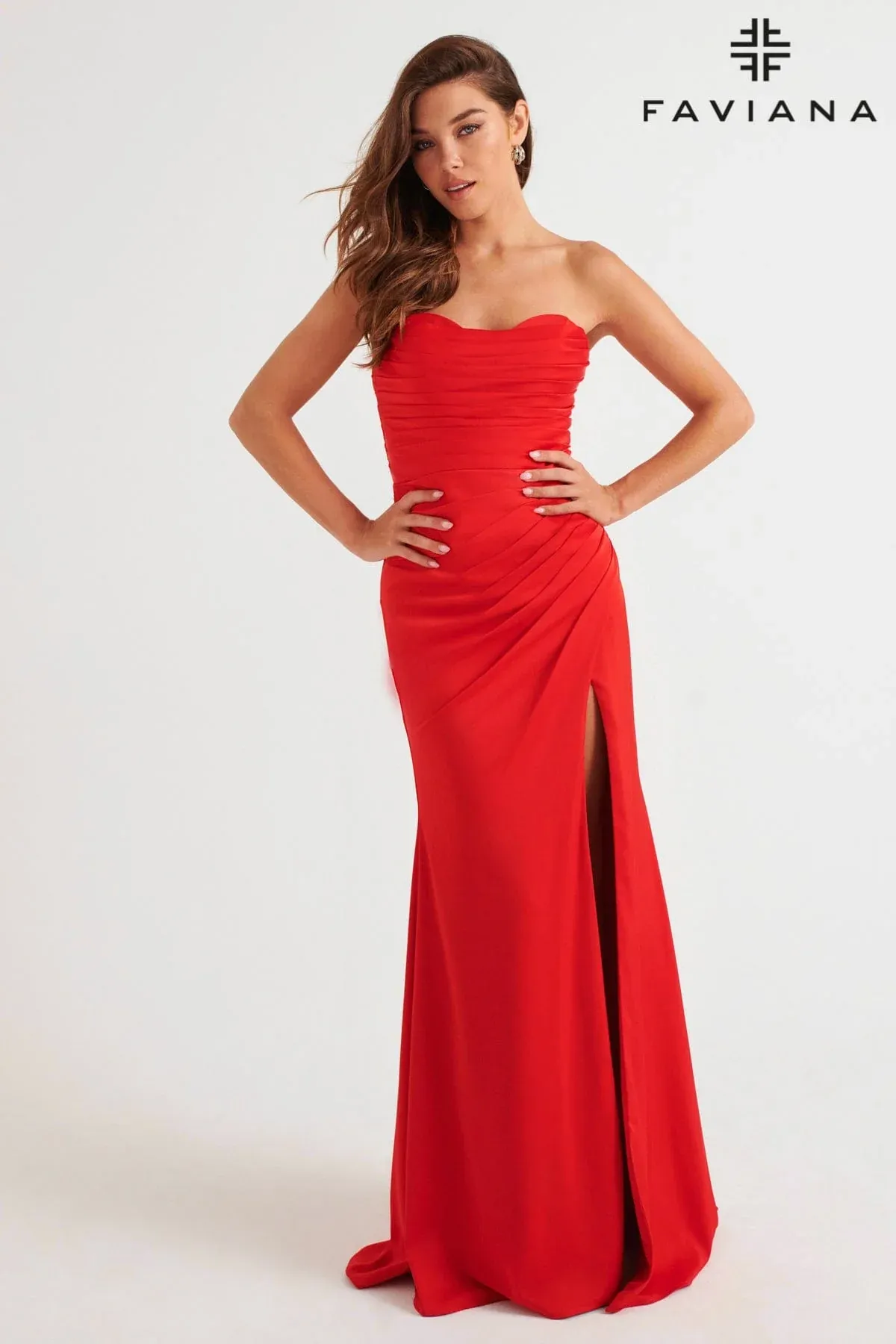 Faviana Strapless Ruched Dress 11268 sold by Terry costa product image thumbnail 4