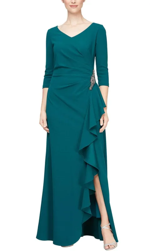 Alex Evenings Crepe Dress with Ruffle Skirt 8160400 sold by Terry costa