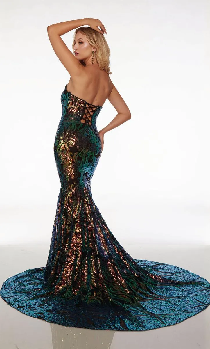 Alyce Strapless Sequin Prom Dress 61597 sold by Terry costa product image thumbnail 2