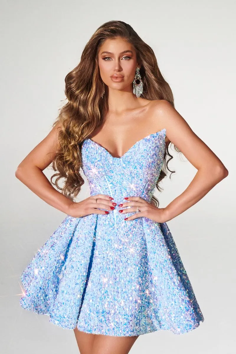 Portia and Scarlett A-Line Sequin Homecoming Dress PS23148 sold by Terry costa product image thumbnail 3